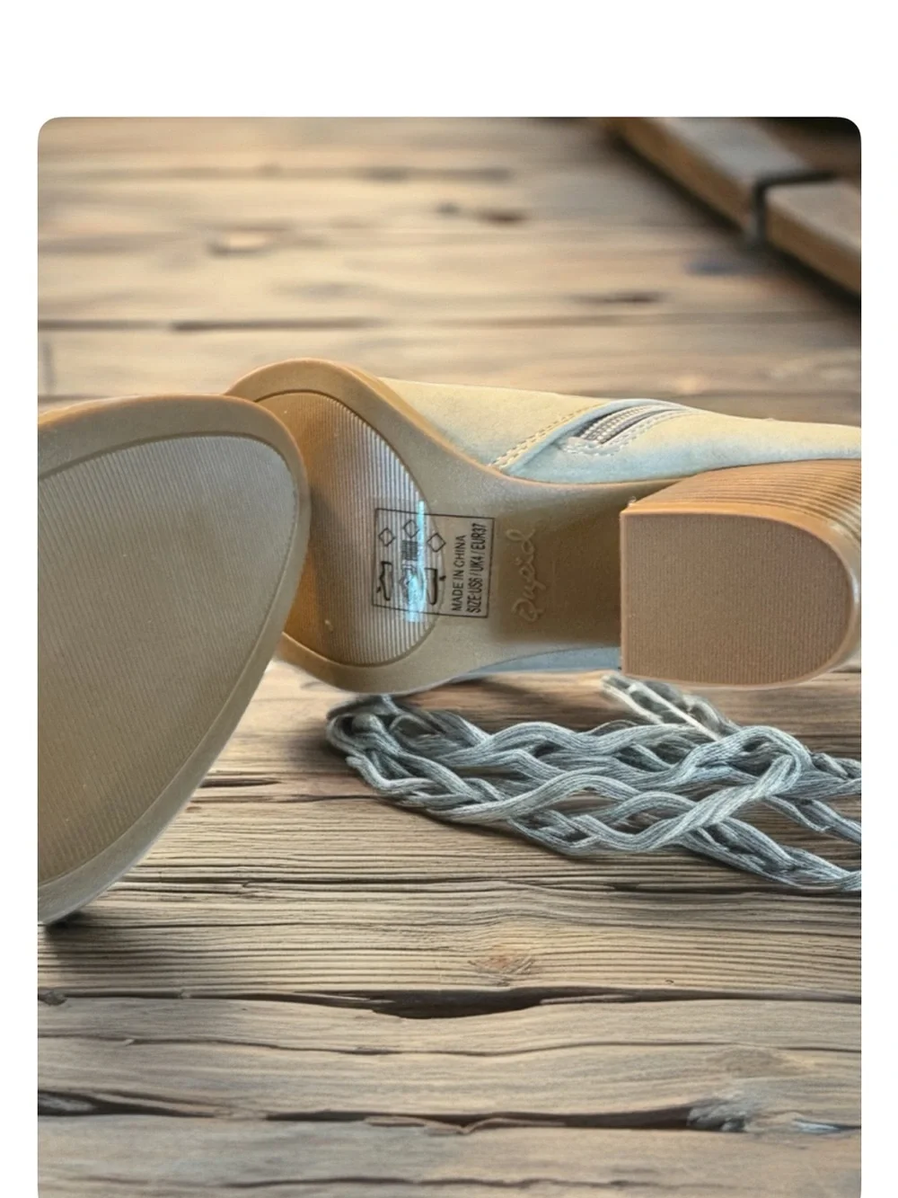 Qupid Taupe Suede-Look Ankle Booties with Stacked Heel - Picture 3 of 5